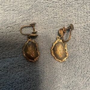 Antique Blue and Silver Earrings with Textured Design